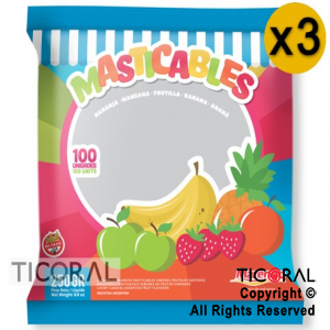 GOLO CARAMELO MASTICABLE FRUTALES 250 GR X 100 UNIDADES x 3